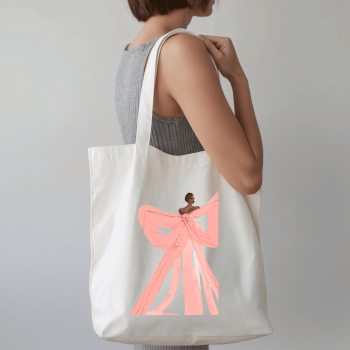 გოგონა ბაფთით ჩანთა