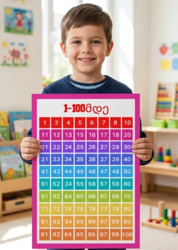 რიცხვები 1-100მდე A4
